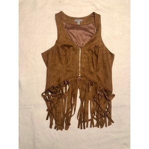 Festival brown fringe top